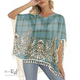 ScotsTee Shop Scottish MacInnes Ancient Tartan Scotland Royal Golden Thistle Square Fringed Shawl