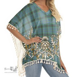 ScotsTee Shop Scottish MacInnes Ancient Tartan Scotland Royal Golden Thistle Square Fringed Shawl