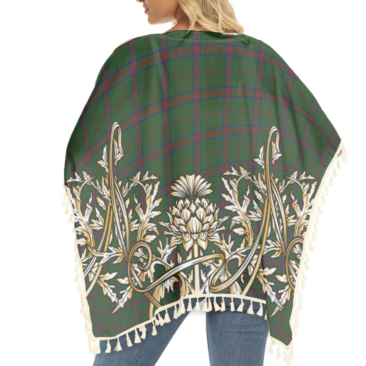 ScotsTee Shop Scottish Loton Tartan Scotland Royal Golden Thistle Square Fringed Shawl