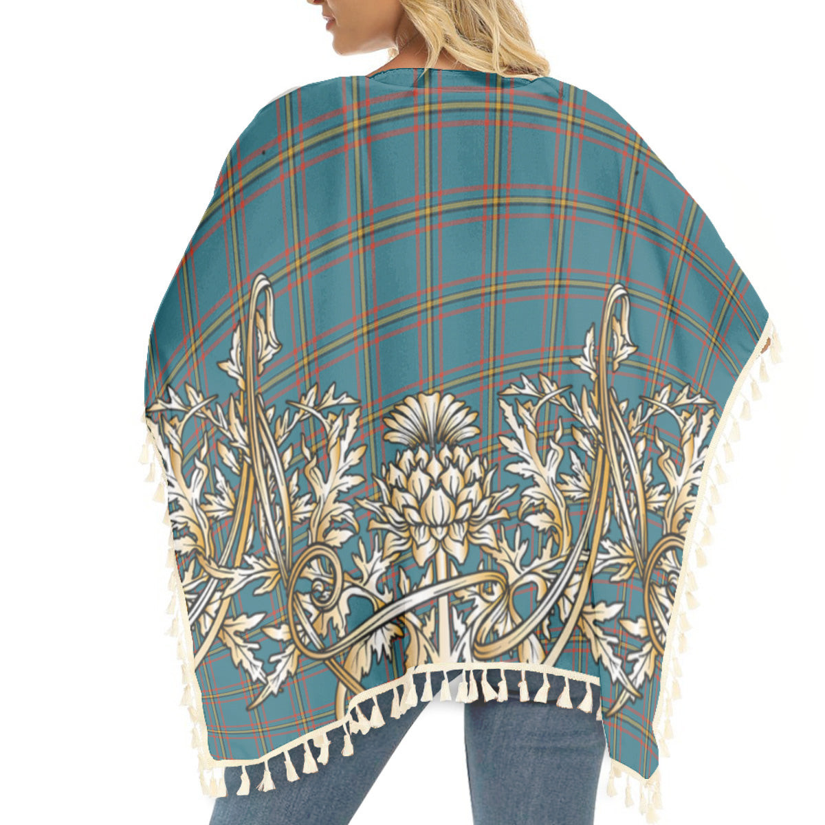 ScotsTee Shop Scottish McLaine of Lochbuie Hunting Ancient Tartan Scotland Royal Golden Thistle Square Fringed Shawl