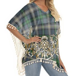 ScotsTee Shop Scottish McDowall Tartan Scotland Royal Golden Thistle Square Fringed Shawl