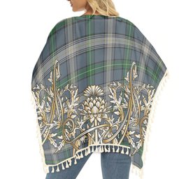 ScotsTee Shop Scottish McDowall Tartan Scotland Royal Golden Thistle Square Fringed Shawl