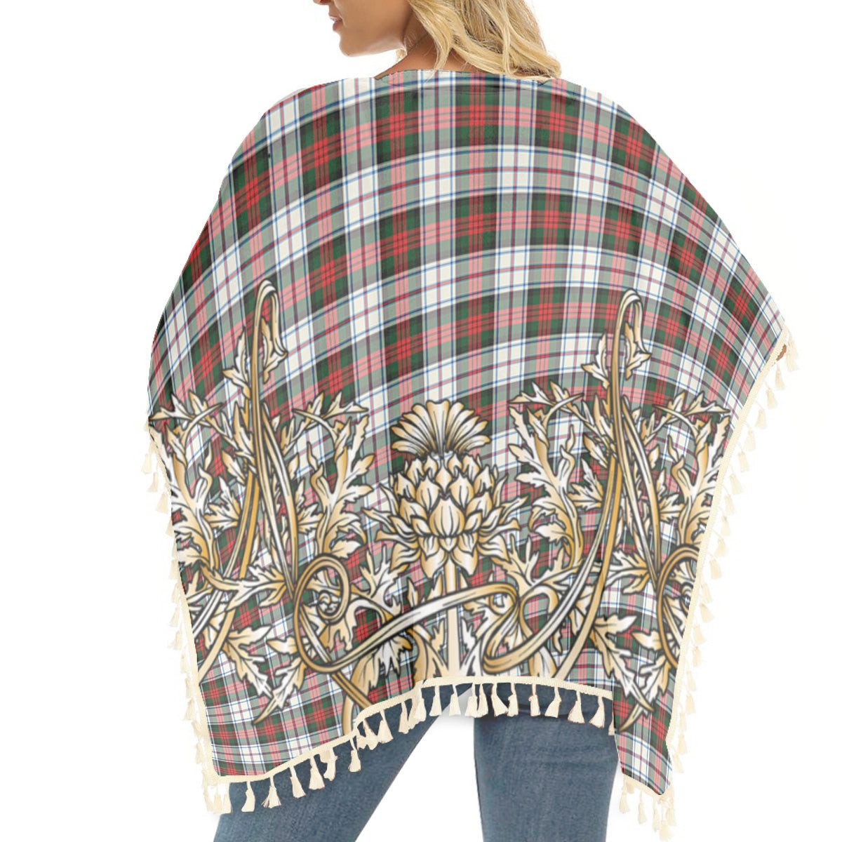 ScotsTee Shop Scottish MacDuff Dress Modern SC Tartan Scotland Royal Golden Thistle Square Fringed Shawl