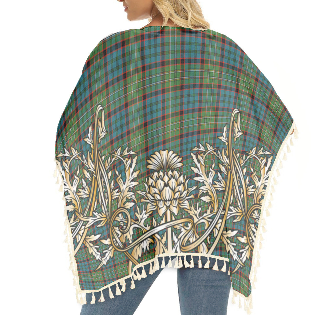 ScotsTee Shop Scottish McNicol Hunting Ancient Tartan Scotland Royal Golden Thistle Square Fringed Shawl