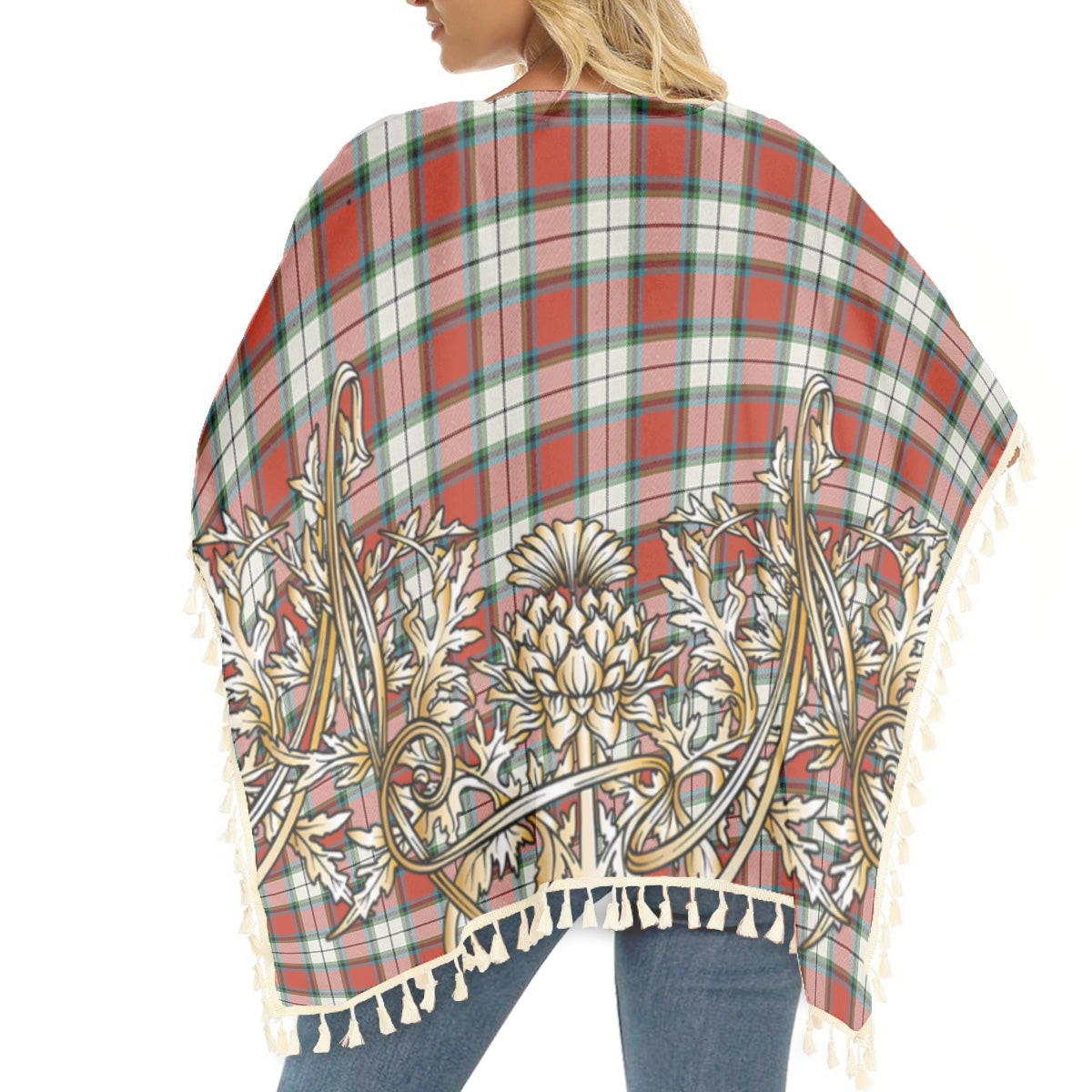 ScotsTee Shop Scottish Rose Dress Ancient Tartan Scotland Royal Golden Thistle Square Fringed Shawl