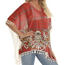 ScotsTee Shop Scottish Ross David Modern Tartan Scotland Royal Golden Thistle Square Fringed Shawl