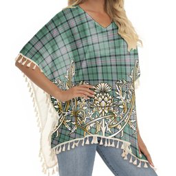 ScotsTee Shop Scottish Kelly of Sleat Hunting Ancient Tartan Scotland Royal Golden Thistle Square Fringed Shawl