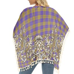 ScotsTee Shop Scottish MacLachlan 5 Tartan Scotland Royal Golden Thistle Square Fringed Shawl