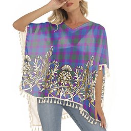 ScotsTee Shop Scottish Lang Modern Clan Tartan Scotland Royal Golden Thistle Square Fringed Shawl