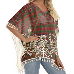 ScotsTee Shop Scottish McAlister Modern Tartan Scotland Royal Golden Thistle Square Fringed Shawl