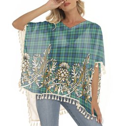 ScotsTee Shop Scottish MacNeill of Colonsay Ancient Tartan Scotland Royal Golden Thistle Square Fringed Shawl