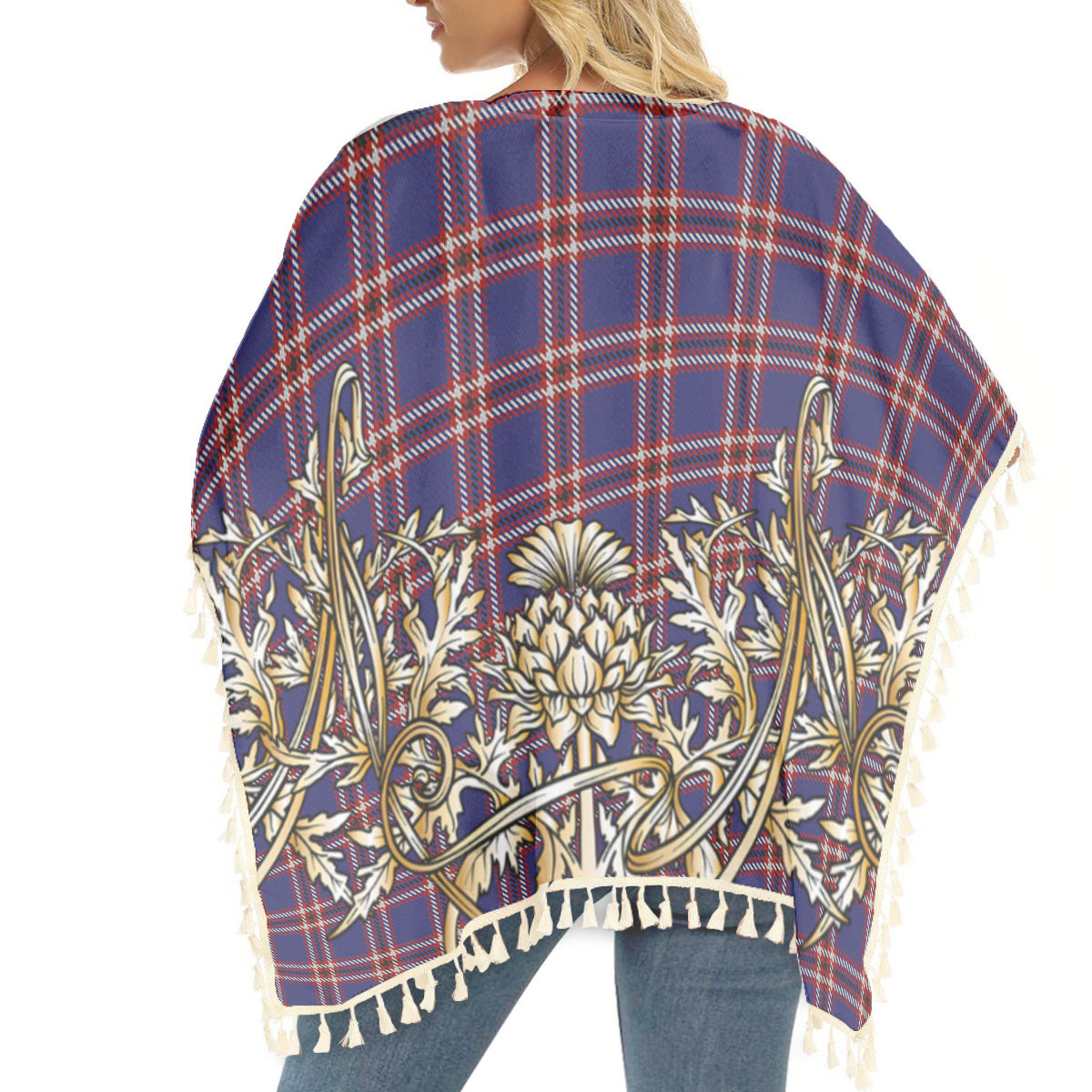 ScotsTee Shop Scottish Laing of Archiestown Tartan Scotland Royal Golden Thistle Square Fringed Shawl