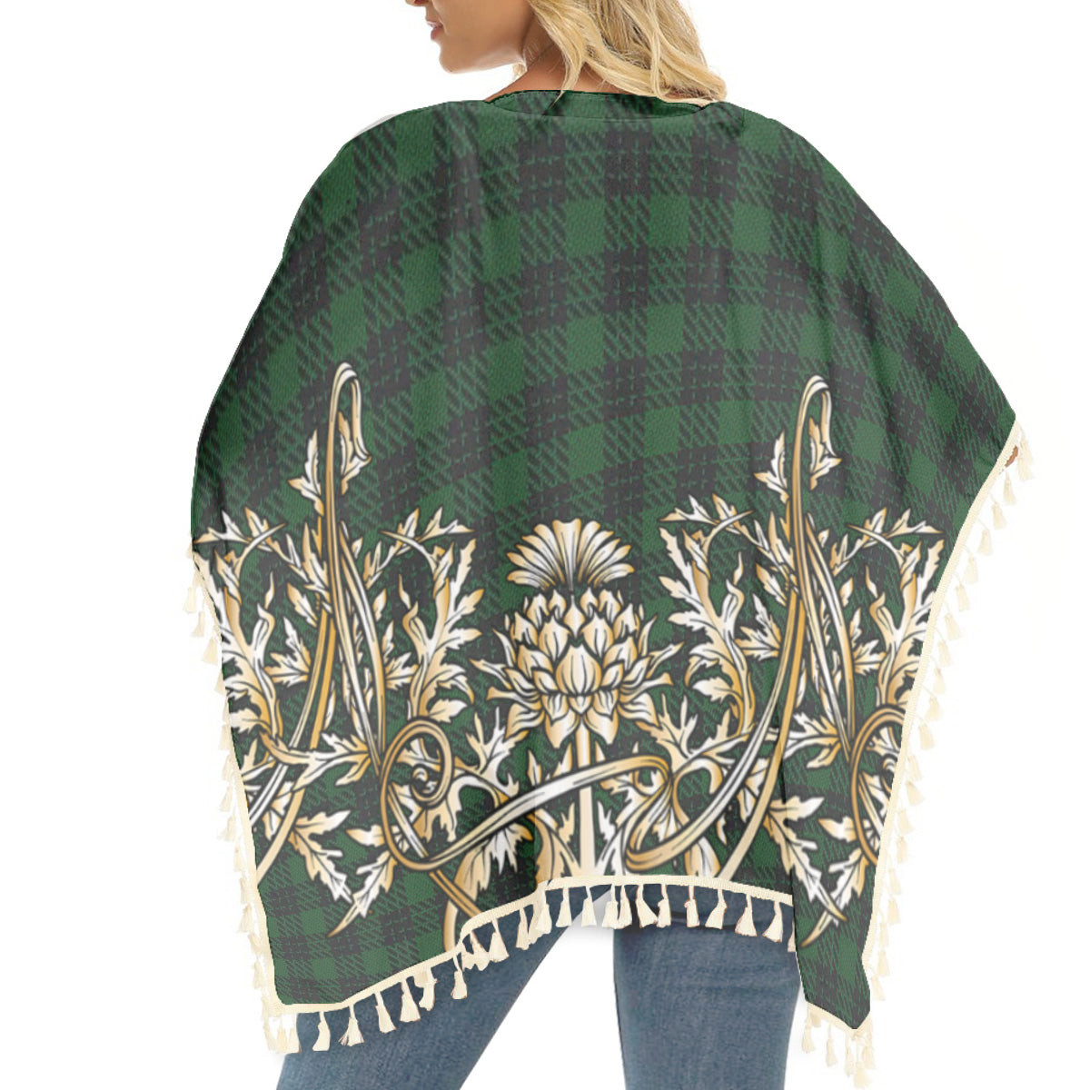 ScotsTee Shop Scottish Graham Tartan Scotland Royal Golden Thistle Square Fringed Shawl
