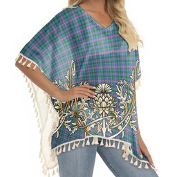 ScotsTee Shop Scottish Ralston Tartan Scotland Royal Golden Thistle Square Fringed Shawl