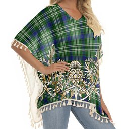 ScotsTee Shop Scottish Mow Tartan Scotland Royal Golden Thistle Square Fringed Shawl