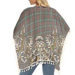 ScotsTee Shop Scottish Shaw Green Modern Tartan Scotland Royal Golden Thistle Square Fringed Shawl