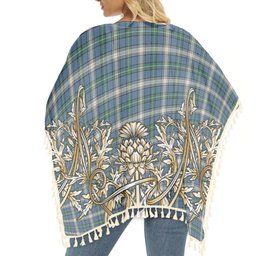 ScotsTee Shop Scottish McDowell Modern Tartan Scotland Royal Golden Thistle Square Fringed Shawl