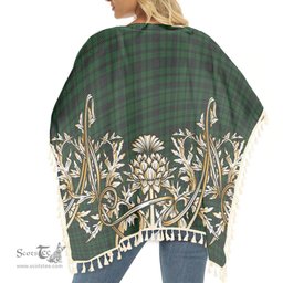 ScotsTee Shop Scottish Menzies Green Tartan Scotland Royal Golden Thistle Square Fringed Shawl