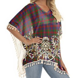 ScotsTee Shop Scottish MacGowan Tartan Scotland Royal Golden Thistle Square Fringed Shawl