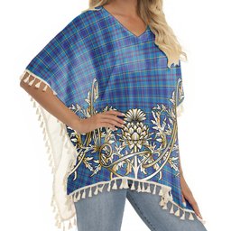 ScotsTee Shop Scottish Mercer Modern Tartan Scotland Royal Golden Thistle Square Fringed Shawl