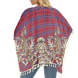 ScotsTee Shop Scottish Wishart Tartan Scotland Royal Golden Thistle Square Fringed Shawl