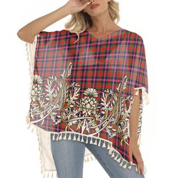 ScotsTee Shop Scottish MacPherson Modern Tartan Scotland Royal Golden Thistle Square Fringed Shawl