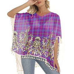 ScotsTee Shop Scottish Jackson Tartan Scotland Royal Golden Thistle Square Fringed Shawl