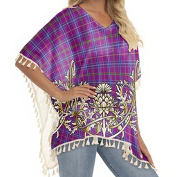 ScotsTee Shop Scottish Jackson Tartan Scotland Royal Golden Thistle Square Fringed Shawl