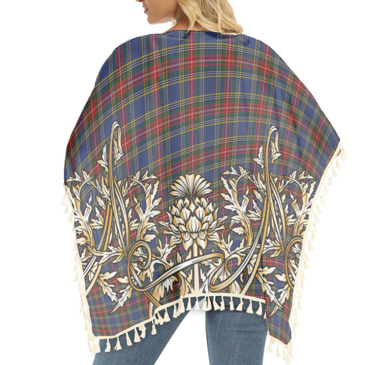 ScotsTee Shop Scottish MacBeth 2 Tartan Scotland Royal Golden Thistle Square Fringed Shawl