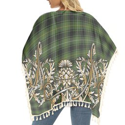 ScotsTee Shop Scottish McIvor Hunting Tartan Scotland Royal Golden Thistle Square Fringed Shawl