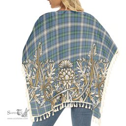 ScotsTee Shop Scottish MacDowall Modern Tartan Scotland Royal Golden Thistle Square Fringed Shawl