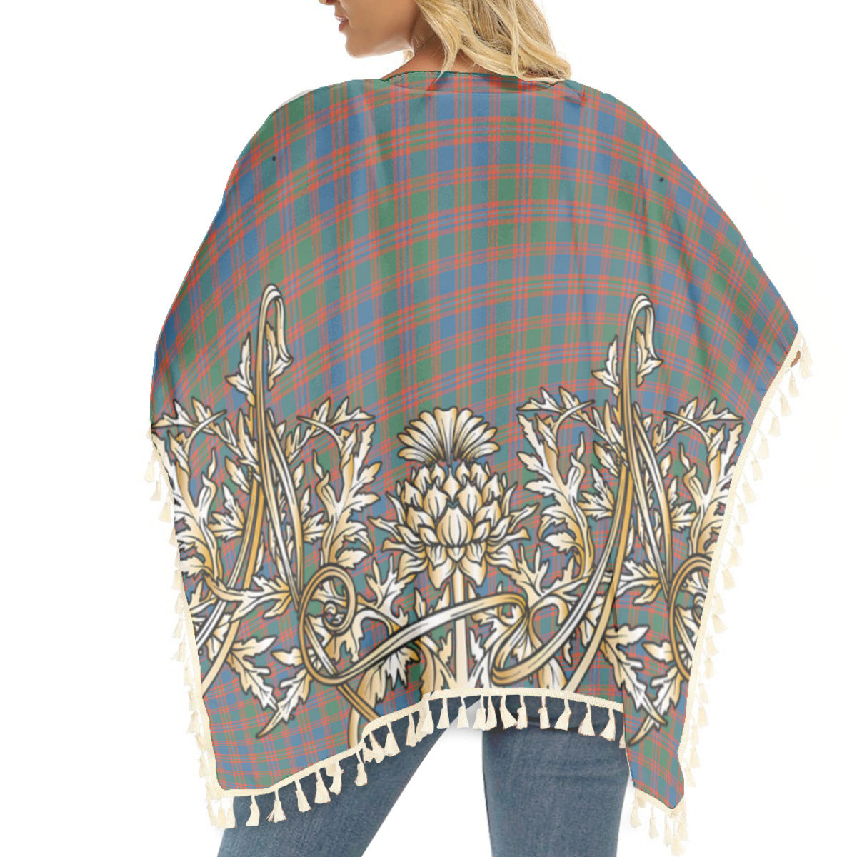 ScotsTee Shop Scottish MacIntyre Ancient Tartan Scotland Royal Golden Thistle Square Fringed Shawl