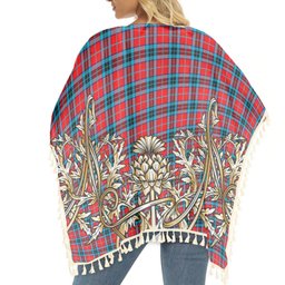 ScotsTee Shop Scottish McTavish Modern Tartan Scotland Royal Golden Thistle Square Fringed Shawl