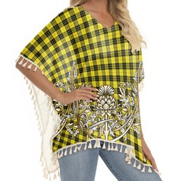 ScotsTee Shop Scottish McLeod of Lewis Modern Tartan Scotland Royal Golden Thistle Square Fringed Shawl