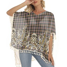 ScotsTee Shop Scottish Sutherland Weathered Tartan Scotland Royal Golden Thistle Square Fringed Shawl