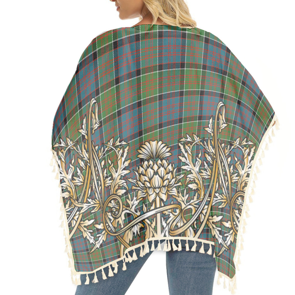 ScotsTee Shop Scottish McDonald of Clan Ranald Ancient Tartan Scotland Royal Golden Thistle Square Fringed Shawl