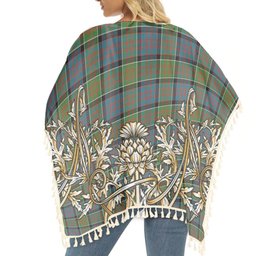ScotsTee Shop Scottish McDonald of Clan Ranald Ancient Tartan Scotland Royal Golden Thistle Square Fringed Shawl