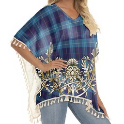 ScotsTee Shop Scottish McKerrell of Hillhouse Tartan Scotland Royal Golden Thistle Square Fringed Shawl