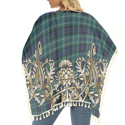 ScotsTee Shop Scottish McNeil of Colonsay Modern Tartan Scotland Royal Golden Thistle Square Fringed Shawl