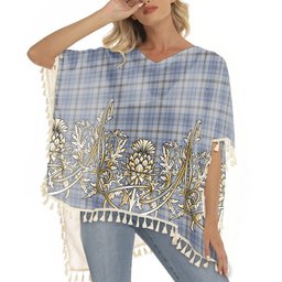 ScotsTee Shop Scottish Tweedie Tartan Scotland Royal Golden Thistle Square Fringed Shawl
