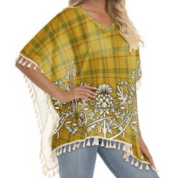ScotsTee Shop Scottish Houston Tartan Scotland Royal Golden Thistle Square Fringed Shawl