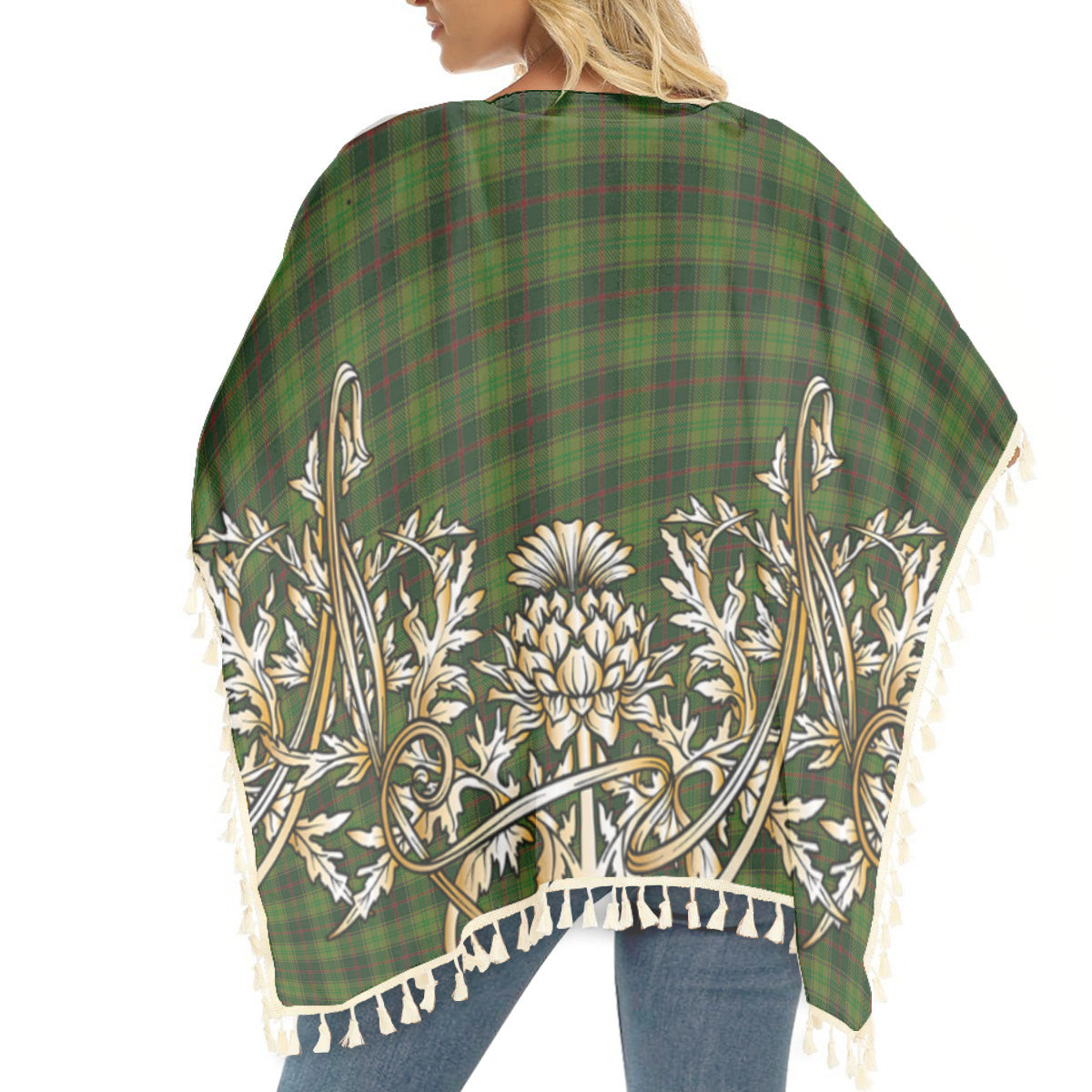 ScotsTee Shop Scottish Tomass Tartan Scotland Royal Golden Thistle Square Fringed Shawl
