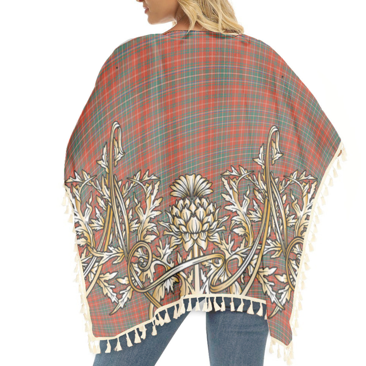 ScotsTee Shop Scottish McDougall Ancient Tartan Scotland Royal Golden Thistle Square Fringed Shawl