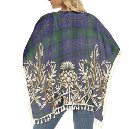 ScotsTee Shop Scottish Weir Modern Tartan Scotland Royal Golden Thistle Square Fringed Shawl