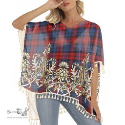 ScotsTee Shop Scottish MacLachlan Modern Tartan Scotland Royal Golden Thistle Square Fringed Shawl