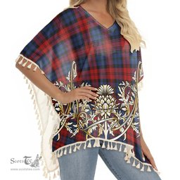 ScotsTee Shop Scottish MacLachlan Modern Tartan Scotland Royal Golden Thistle Square Fringed Shawl