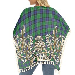 ScotsTee Shop Scottish Graham of Menteith Modern Tartan Scotland Royal Golden Thistle Square Fringed Shawl