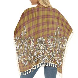 ScotsTee Shop Scottish MacMillan Dress Tartan Scotland Royal Golden Thistle Square Fringed Shawl