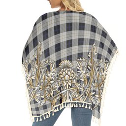 ScotsTee Shop Scottish Kennison Tartan Scotland Royal Golden Thistle Square Fringed Shawl