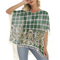 ScotsTee Shop Scottish McCandlish Arisaid Green Tartan Scotland Royal Golden Thistle Square Fringed Shawl